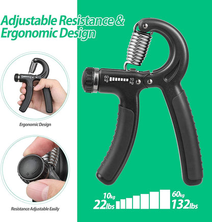 Grip Strength Trainer, Hand Grip Strengthener, Grip Strengthener, Adjustable Resistance, Forearm Strengthener, Perfect for Musicians Athletes