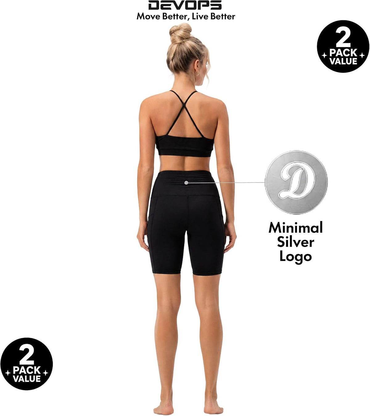 2 Pack Women'S 8" Biker Shorts High Waist Yoga Workout with Pockets
