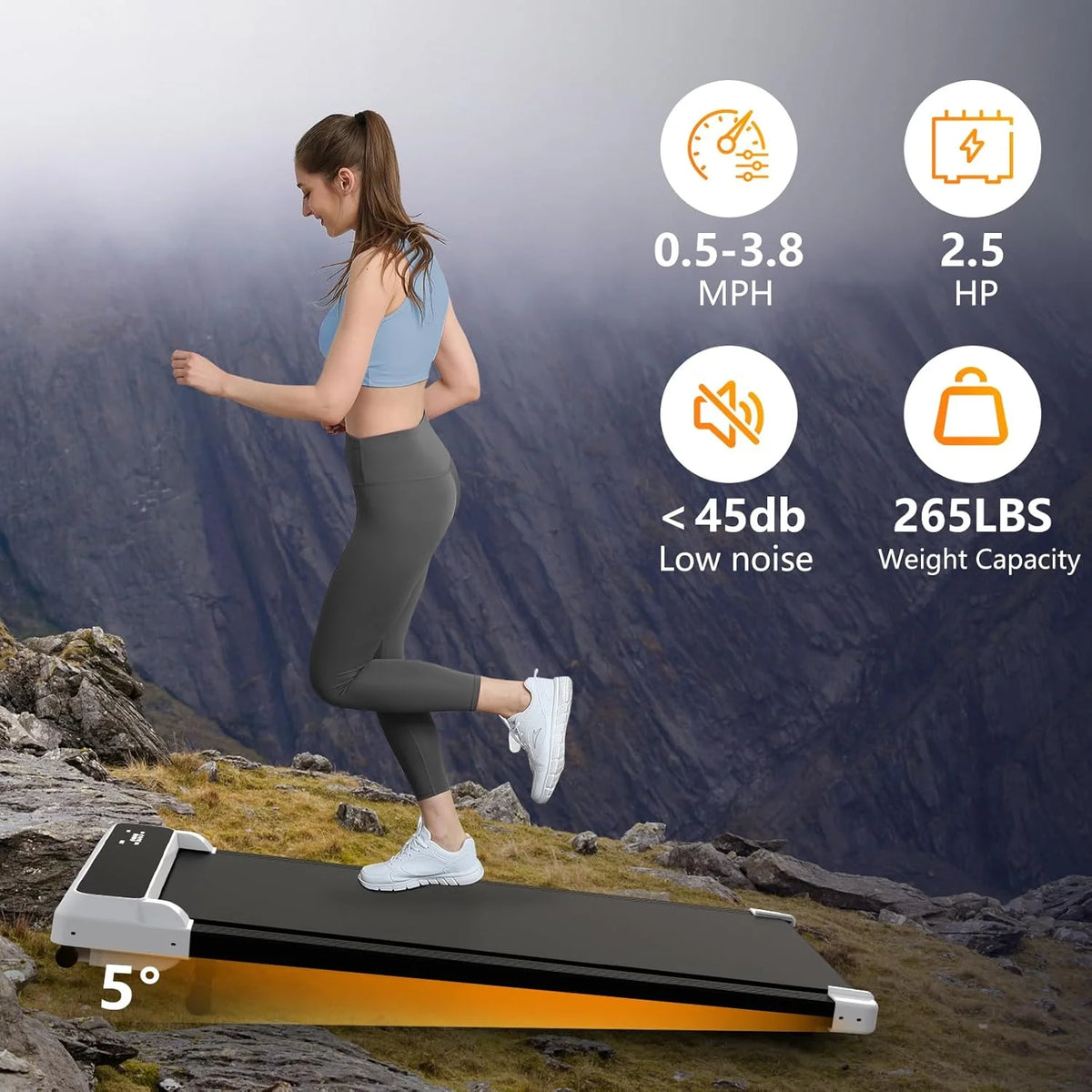 Walking Pad with Incline, Walking Pad Treadmill 2 in 1 Walking Pad for Walking and Jogging, 2.5HP Compact Treadmill for Home Office with Remote Control, LED Display