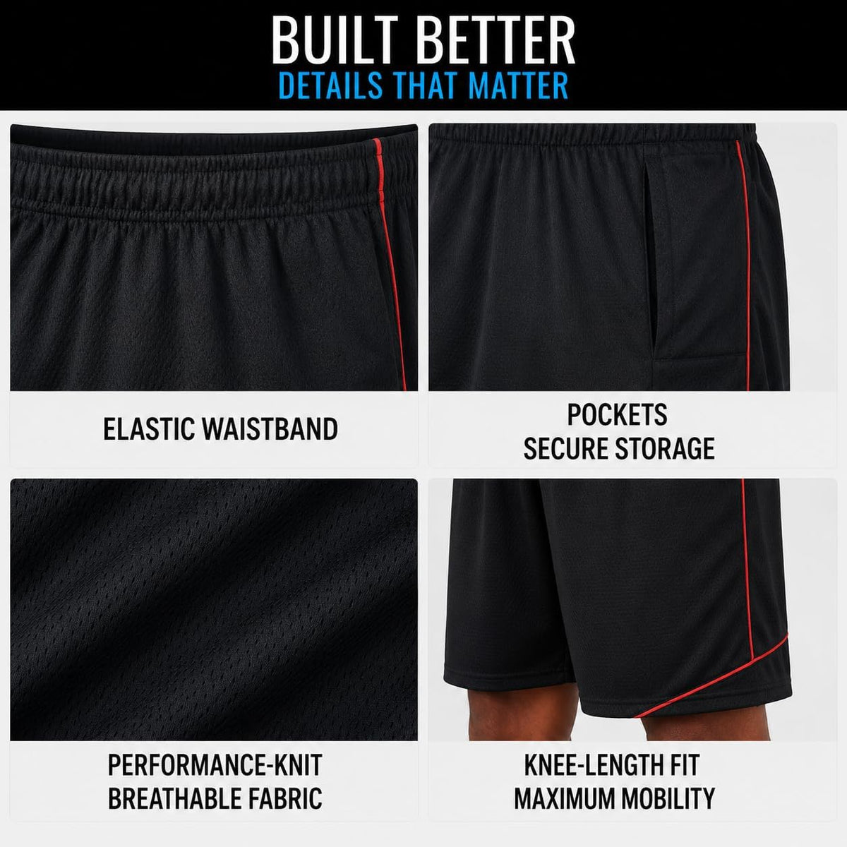 Mens Athletic Shorts 4 Pack Workout & Basketball Shorts