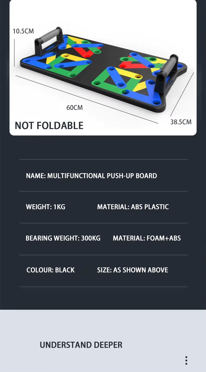 Ensemble de planche de pompes multifonctionnelle portable avec poignées, équipement de fitness pliable pour l'entraînement des pectoraux, des abdominaux, des bras et du dos