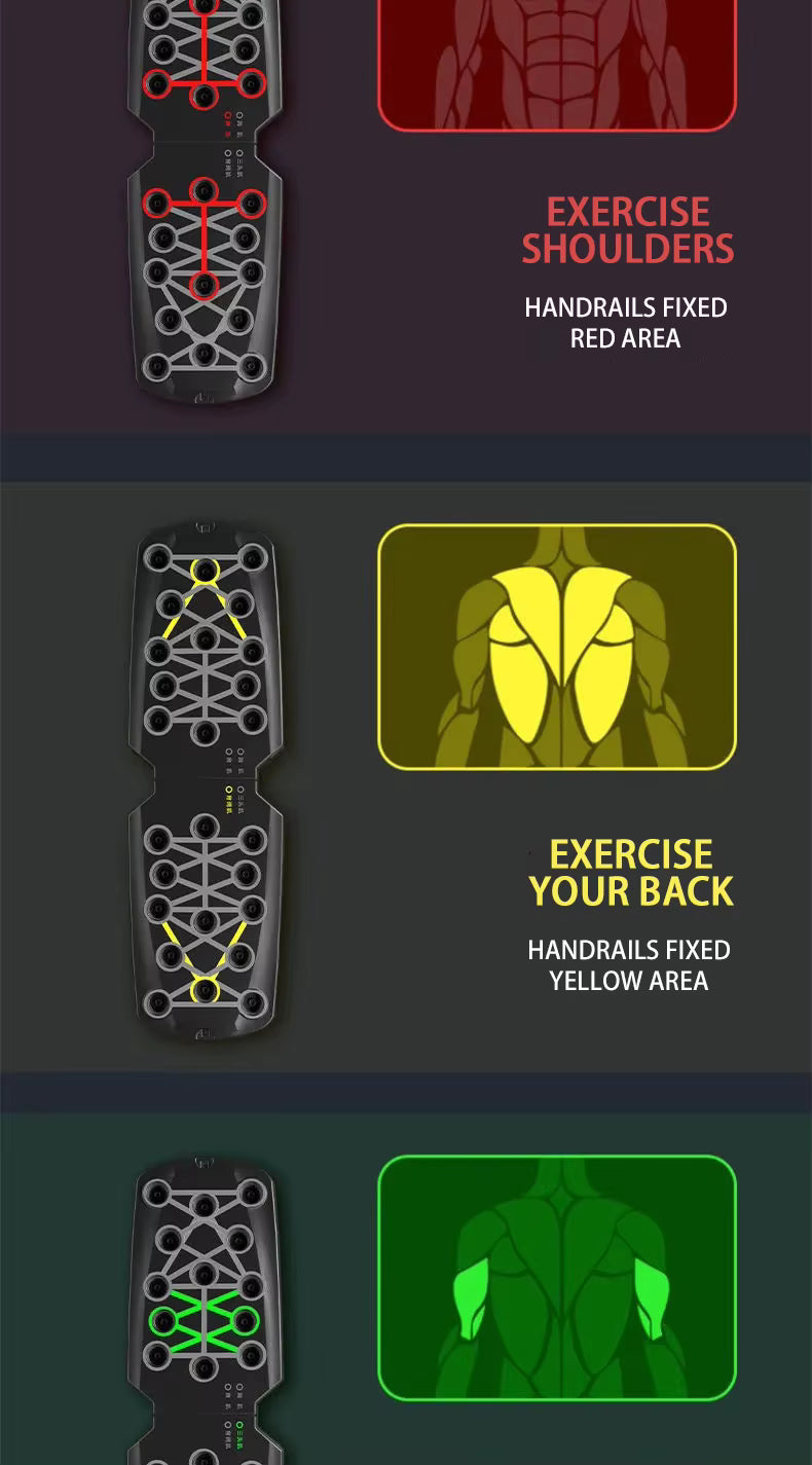 Ensemble de planche de pompes multifonctionnelle portable avec poignées, équipement de fitness pliable pour l'entraînement des pectoraux, des abdominaux, des bras et du dos
