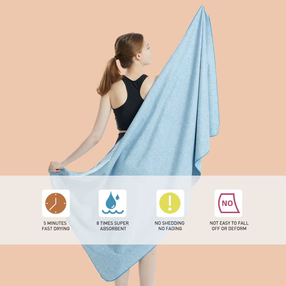 Microfiber Quick Dry Gym Towel Silver ION Odorfree Absorbent Fiber Fast Drying Workout Gear for Body Sweat Working Out Towels
