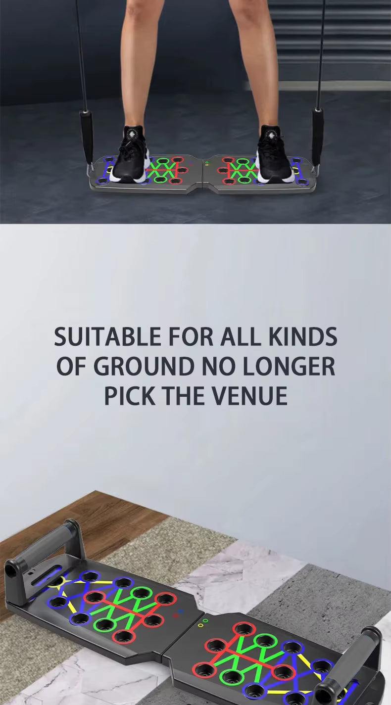 Ensemble de planche de pompes multifonctionnelle portable avec poignées, équipement de fitness pliable pour l'entraînement des pectoraux, des abdominaux, des bras et du dos