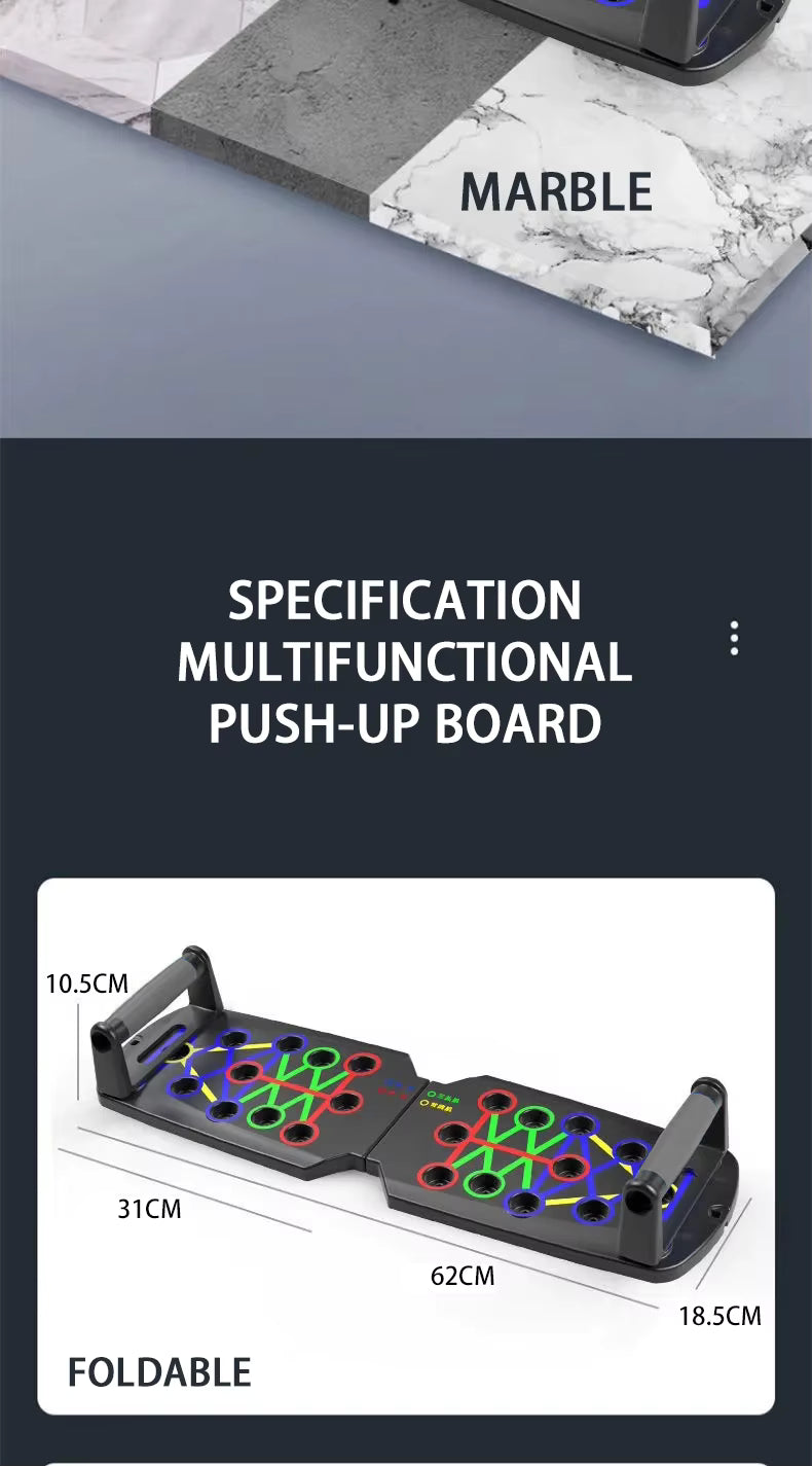 Ensemble de planche de pompes multifonctionnelle portable avec poignées, équipement de fitness pliable pour l'entraînement des pectoraux, des abdominaux, des bras et du dos