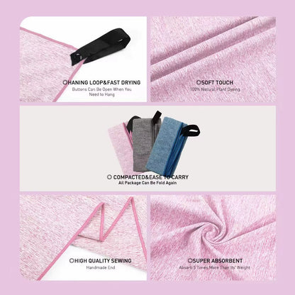 Microfiber Quick Dry Gym Towel Silver ION Odorfree Absorbent Fiber Fast Drying Workout Gear for Body Sweat Working Out Towels
