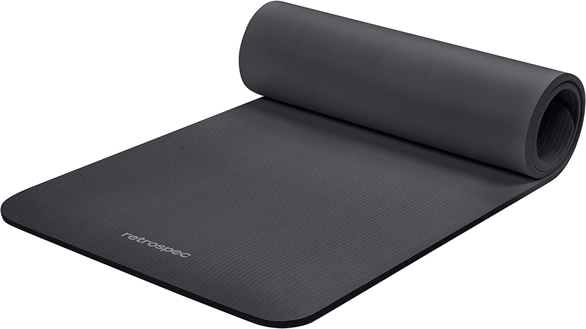 Retrospec Solana Yoga Mat Thick 1/2In Non-Slip Workout Mat with Nylon Strap - 72X24In Exercise Mat for Pilates, Stretching & Fitness - BPA Free, Easy Clean
