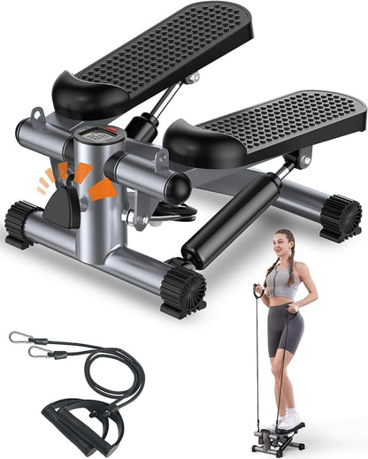 Mini Stepper Exercise Machine W/ Resistance Bands LCD Home Cardio Workout